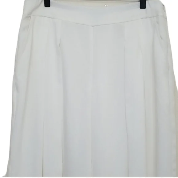 Eileen Fisher Wide Leg White Pleated Trouser Pants Medium - Picture 4 of 8